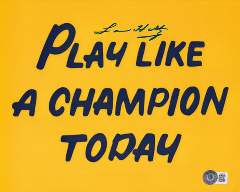 Lou Holtz Signed Play Like A Champion Today 8x10 Photograph