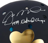 Joe Montana Notre Dame Fighting Irish Autographed Schutt Shamrock Tradition Authentic Helmet with "1977 National Champions" Inscription
