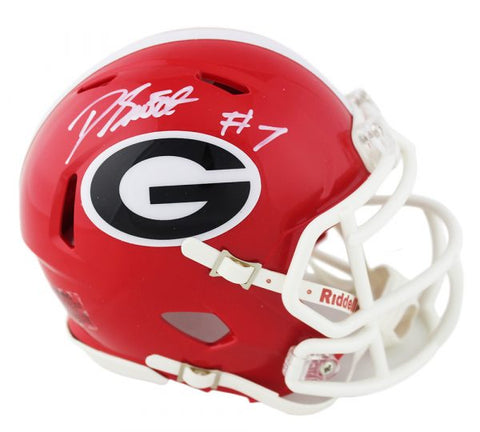 D'Andre Swift Autographed/Signed Georgia Bulldogs Riddell Revolution Speed NCAA Mini Helmet