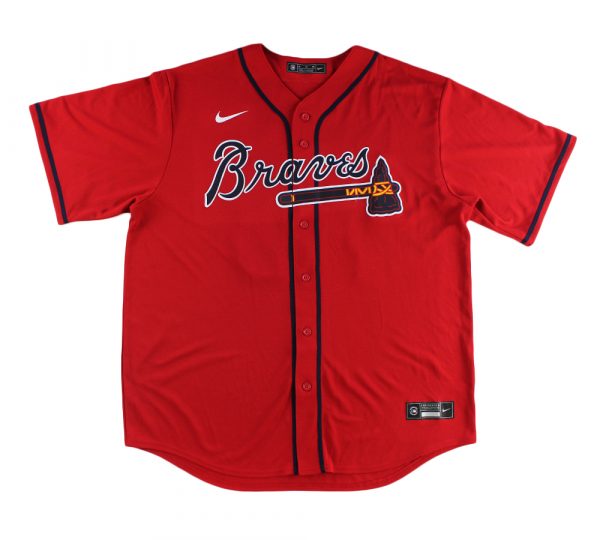 Ronald Acuna Jr. Signed Atlanta Braves Nike Red MLB Jersey with 3