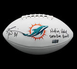 Ricky Williams Signed Miami Dolphins Embroidered White NFL Football with “Hitting Holes Smoking Bowls” Inscription