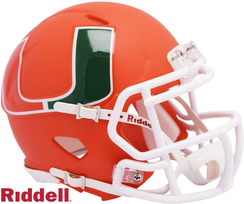 Miami Hurricanes Riddell Speed Mini AMP 2019 Orange Helmet