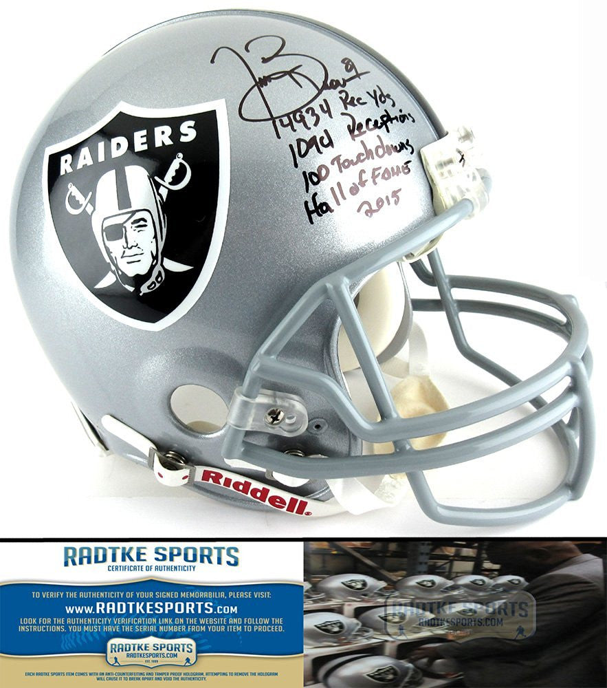 authentic full sized signed football helmets Tim Brown Autographed/Signed Oakland Raiders Riddell Authentic NFL Hel – SPORTSCRACK
