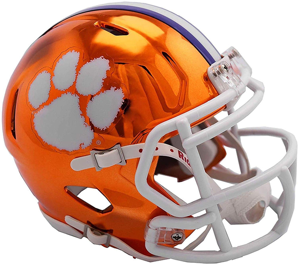 clemson football chrome helmets Riddell Clemson Tigers CHROME Revolution Speed Mini Football Helmet