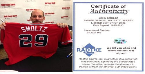 John Smoltz Autographed/Signed Official Majestic Jersey Career