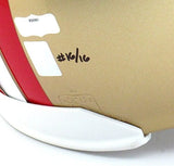 Joe Montana Autographed/Signed San Francisco 49ers Riddell Throwback Authentic NFL Helmet With Career Stats Inscription - LE #16 Of 16