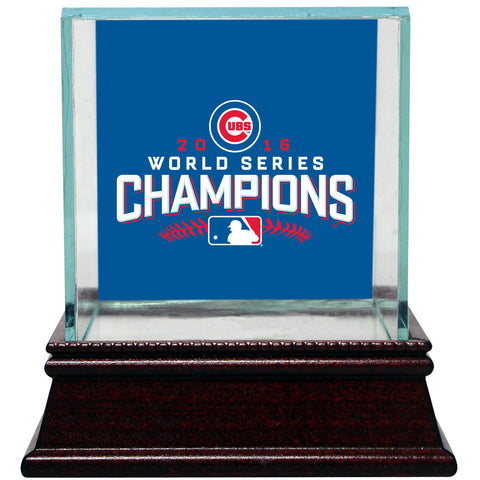 Chicago Cubs 2016 World Series Champions Logo Glass Baseball Case