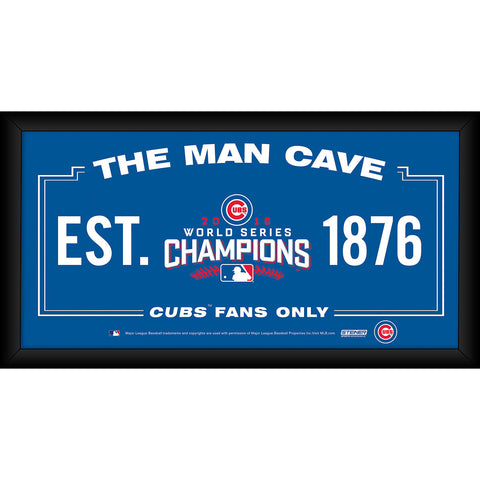 Chicago Cubs 2016 World Series Champions Framed 10x20 S Man Cave Sign