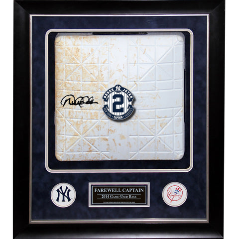 Framed 20x24 Derek Jeter Signed 2014 Jeter's Final Season Game Used Base Collage(MLB Authenticated)