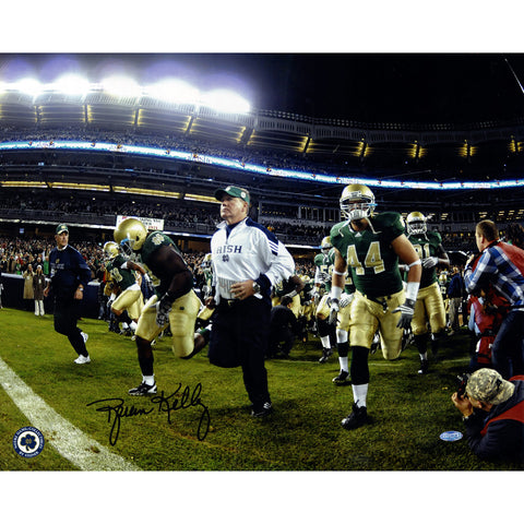 Brian Kelly Notre Dame Running On To The Field Horizontal 16x20 Photo