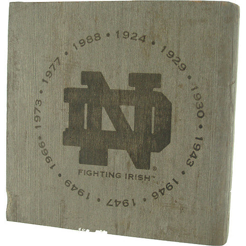 Notre Dame Fighting Irish - National Champion Years Engraved 7x7 Bench Slab