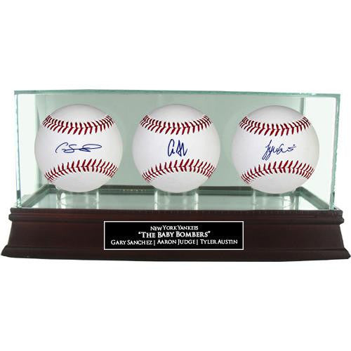 Tyler Austin/Aaron Judge/Gary Sanchez 3-ball set with Glass Display Case and Nameplate