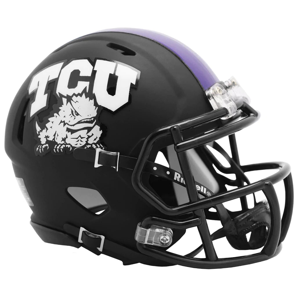 black matte football helmet TCU Horned Frogs Matte Black Authentic Speed Football Helmet – SPORTSCRACK
