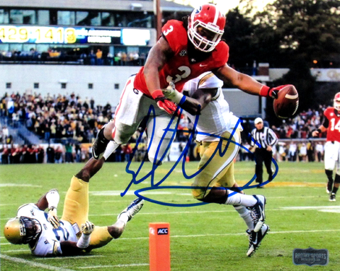 Todd Gurley Signed Georgia Bulldogs 8x10 NCAA Action Photo - Diving