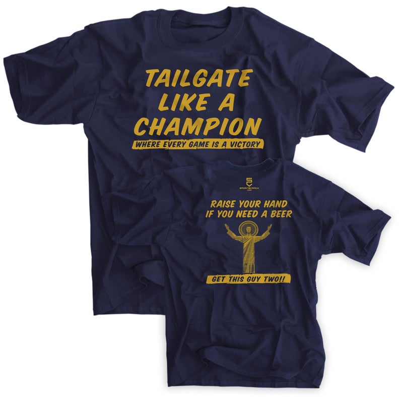 TAILGATE LIKE A CHAMPION TOUCHDOWN JESUS NAVY SHIRT