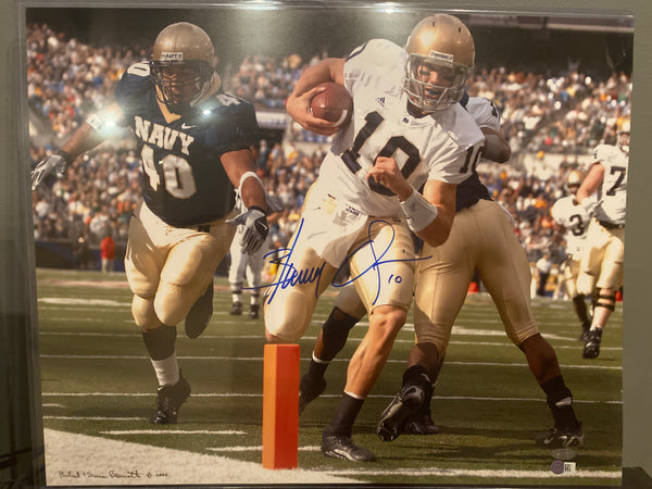 Brady Quinn Autographed Notre Dame Rushing TD 16x20 Photo