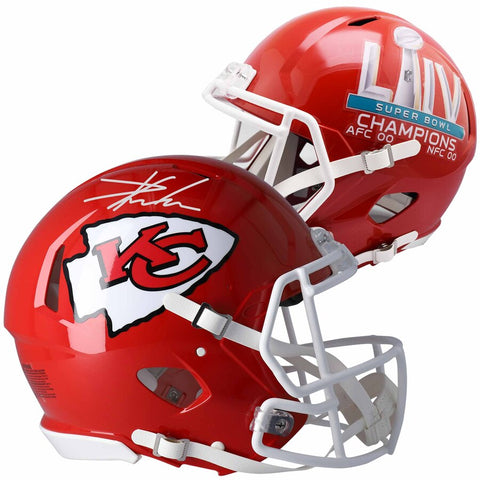 Travis Kelce Kansas City Chiefs Super Bowl LIV Champions Autographed Riddell Super Bowl LIV Champions Speed Replica Helmet