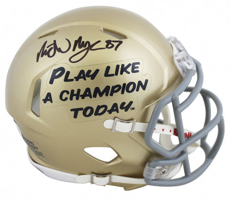 Michael Mayer Signed Notre Dame Play Like A Champion Today Speed Mini Helmet