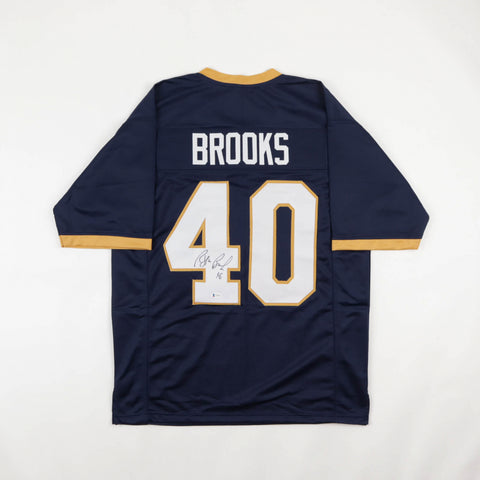 Reggie Brooks Signed Notre Dame Blue Custom Jersey