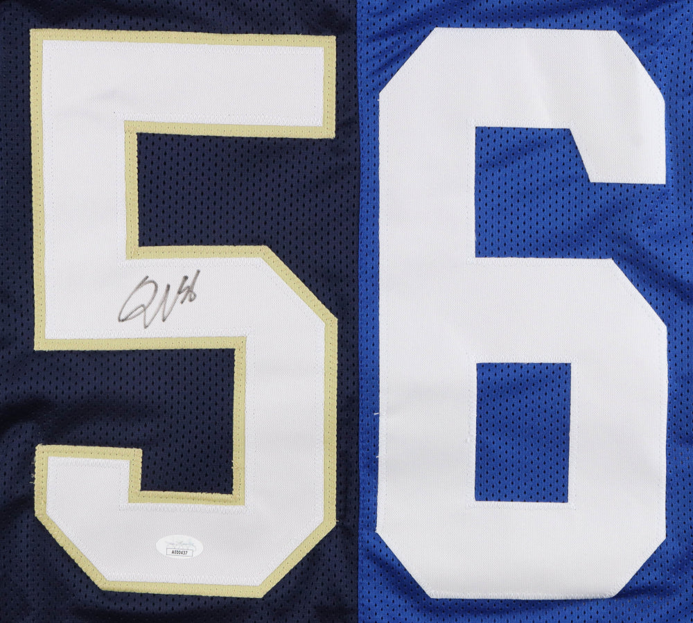 Quenton Nelson Autographed Notre Dame and Colts Football Blue/Blue Custom  #56 Jersey