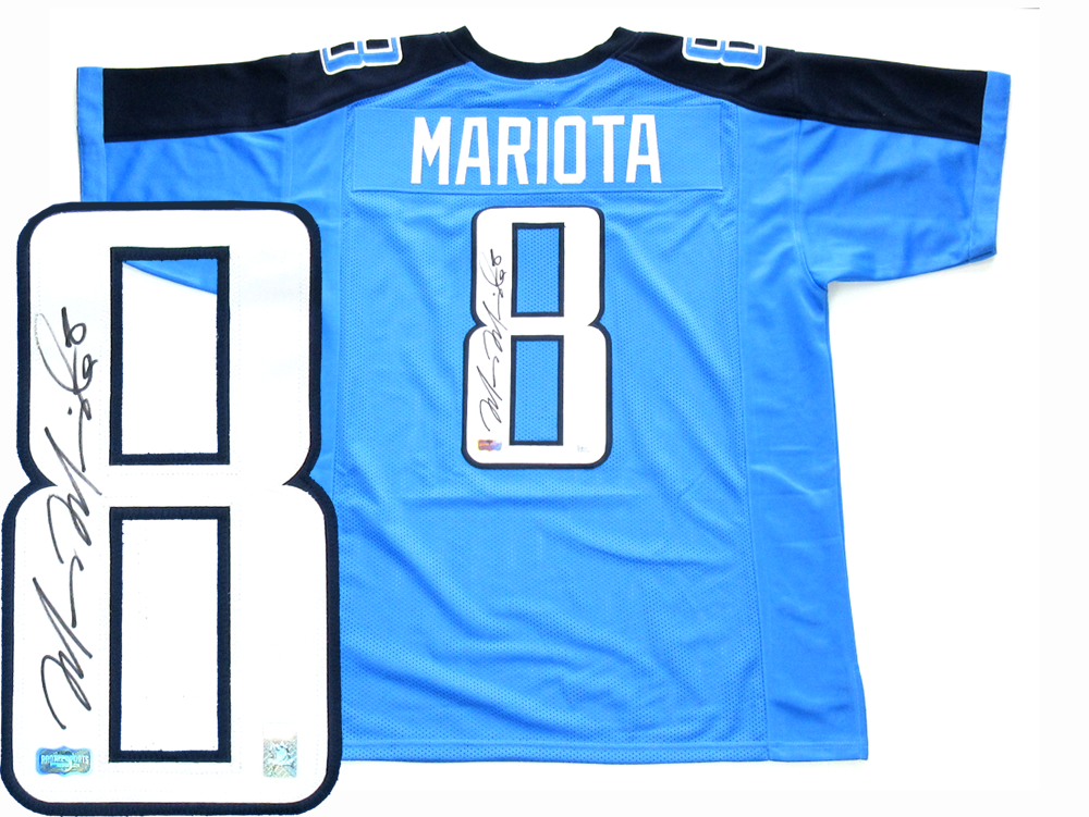 Marcus Mariota Signed Tennessee Titans Blue Custom Jersey SPORTSCRACK