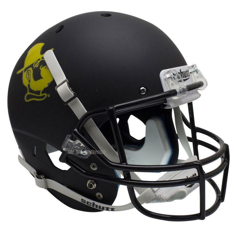 black football helmet with gold trim APPALACHIAN STATE MOUNTAINEERS YOSEF BLACK XP FULL SIZE REPLICA FOOTBALL HELMET