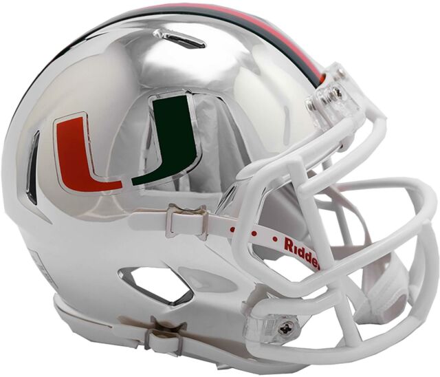 cheveron football helmet Miami Hurricanes Riddell Speed Mini CHROME Helmet – SPORTSCRACK