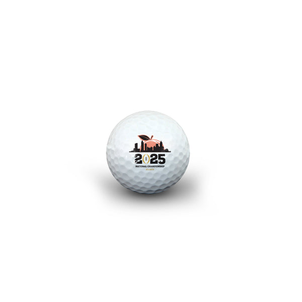 College Football Playoff 2025 National Championship Game Atlanta Peach Skyline White Golf Ball