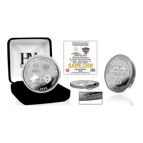 College Football Playoff Notre Dame vs Georgia Sugar Bowl 2024-25 CFP Quarterfinal Silver Game Coin