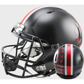 Ohio State Buckeyes Speed Replica Football Helmet Satin Black with Red Buckeyes