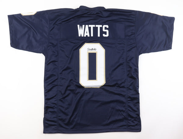 Xavier Watts Autographed Notre Dame Custom Blue Jersey