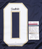 Xavier Watts Autographed Notre Dame Custom Blue Jersey