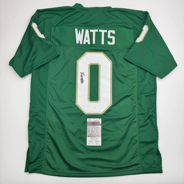 Xavier Watts Autographed Notre Dame Custom Green Jersey