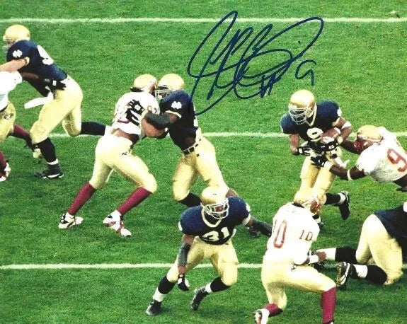 Jeff Burris Autograph 1993 Notre Dame vs FSU Touchdown Photo 8x10