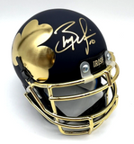Brady Quinn Signed Notre Dame Blue Shamrock Tradition Mini Helmet