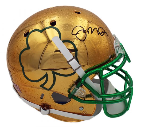 Joe Montana Signed Notre Dame Fighting Irish Schutt Raindrop 2013 Shamrock Series Helmet