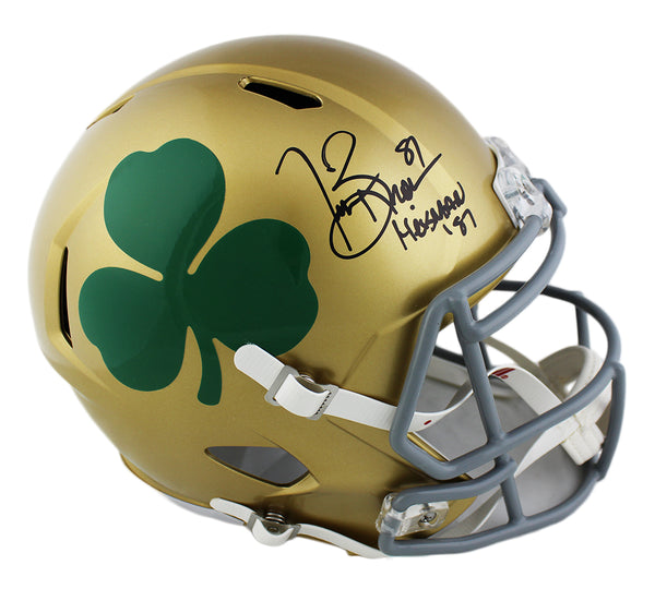 Tim Brown Signed Notre Dame Fighting Irish "Shamrock" Speed Full Size NCAA Helmet with “Heisman 87” Inscription