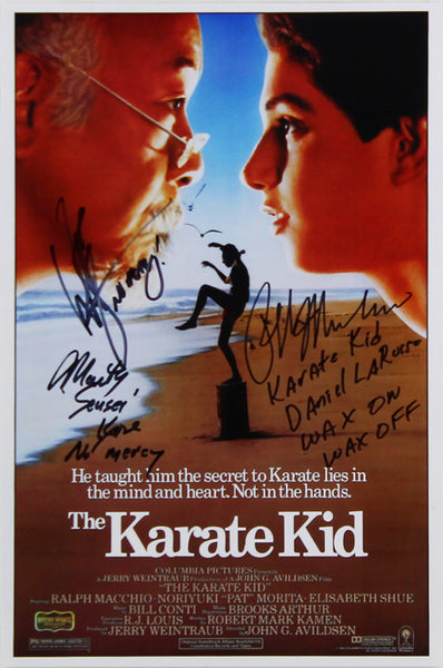 Ralph Macchio, William Zabka, & Martin Kove Signed Karate Kid 11″x17″ Poster with 3 Inscriptions