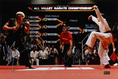 Ralph Macchio & William Zabka Signed Karate Kid 11″x17″ Fight Poster with “Daniel” Inscription
