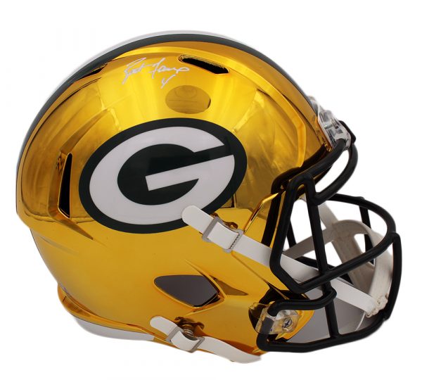 chrome helmet football Brett Favre Signed Green Bay Packers Speed Full Size Chrome NFL Helmet