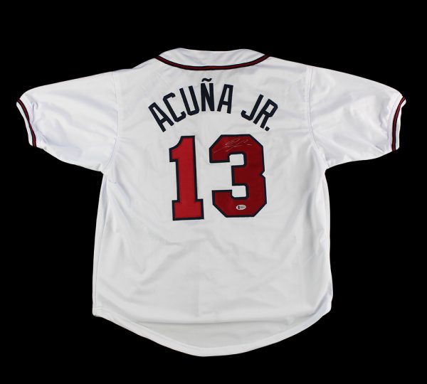 Ronald Acuna Jr Autographed Atlanta White Custom Baseball Jersey