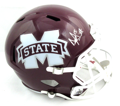 Dak Prescott Signed Mississippi State Bulldogs Speed Full Size Helmet - White Mask