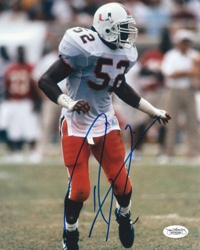 Ray Lewis Autographed/Signed Miami Hurricanes 8x10 NCAA Photo Looking Left JSA - Memorabilia - SPORTSCRACK