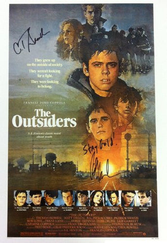 Ralph Macchio & C. Thomas Howell Autographed/Signed The Outsiders Movie Poster with "Stay Gold" Inscription