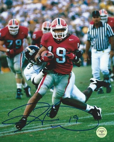 Hines Ward Autographed/Signed Georgia Bulldogs 11x14 NCAA Photo Red Jersey