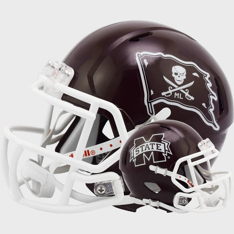 Mississippi State Bulldogs Mike Leach Pirate Tribute Revolution Speed Mini Football Helmet