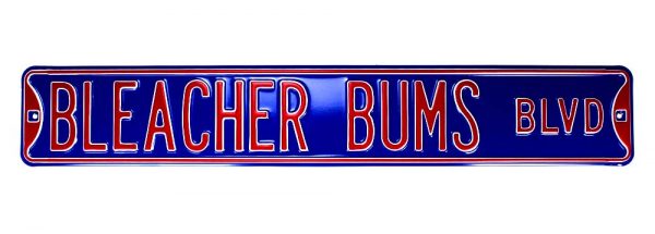 Chicago Cubs Bleacher Bums Blvd Officially Licensed Authentic Steel 36×6 Blue & Red MLB Street Sign