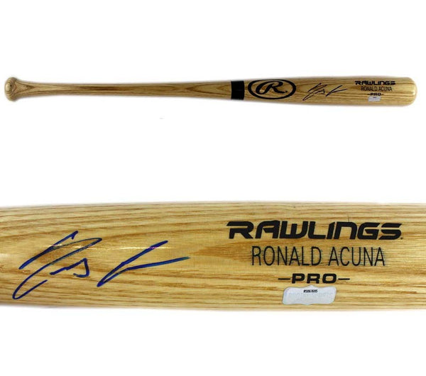 Ronald Acuna Signed Atlanta Braves Rawlings Pro Engraved Blonde MLB Bat