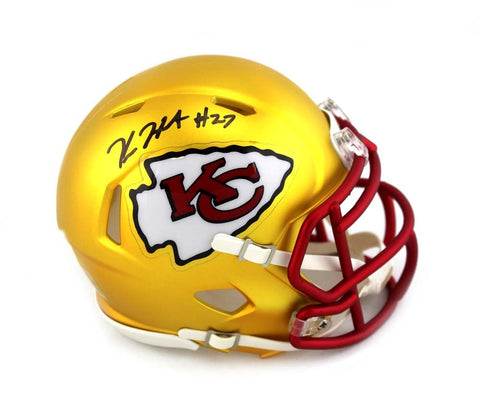 Kareem Hunt Signed Kansas City Chiefs Riddell Blaze Gold Mini Helmet