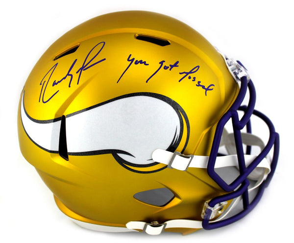 Randy Moss Signed Minnesota Vikings Riddell Full Size NFL Blaze Helmet With "You Got Mossed" Inscription